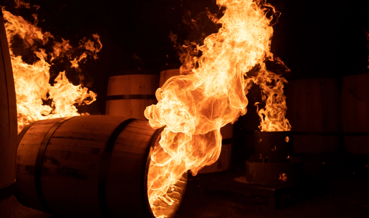 Chauffe de fûts pour whisky et bourbons: niveaux Char 1 à Char 4 (Alligator Char ou chauffe crocodile).